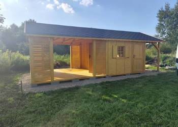 DOMEK SZYMEK Z TARASEM LETNISKOWY OGRODOWY DREWNIANY 3x7,5 na sprzedaż  Parzymiechy