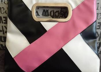 Torebka różowo - biało - czarna do ręki sztuczna skóra na sprzedaż  Łódź