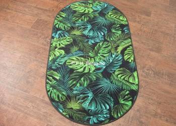 Używany, Dywan owalny 80x180 monstera, zielony, pluszowy na sprzedaż  Sokołów Podlaski