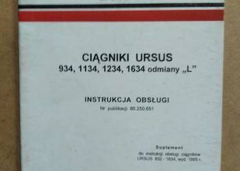 Ursus 934,1134,1234,1634 Instrukcja obsługi odmiany L, używany na sprzedaż  Lublin