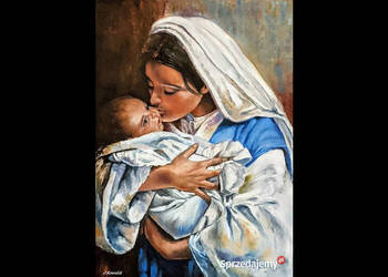 Kowalik - Maryja z dzieciątkiem pocałunek 50x70cm obraz olej na sprzedaż  Warszawa