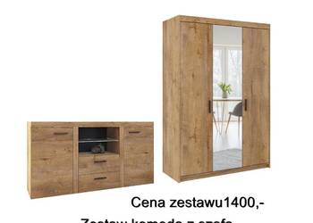 Zestaw mebli szafa trzydrzwiowa lustro garderoba komoda na sprzedaż  Płock