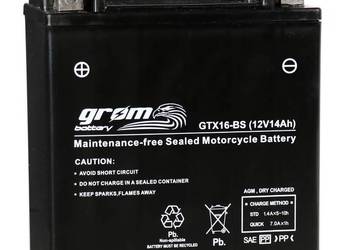 Akumulator GROM GTX16-BS YTX16-BS 12V 14Ah 230A  L+, używany na sprzedaż  Zgierz