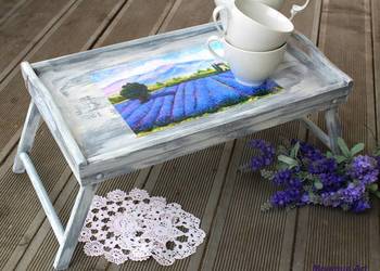 Taca, stolik śniadaniowy, shabby chic, lawenda, prezent na sprzedaż  Jelcz-Laskowice