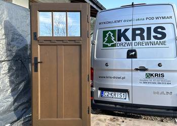 Używany, Drzwi drewniane zewnętrzne CAŁA POLSKA  na wymiar na sprzedaż  Grzybno