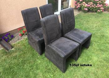 Używany, Piękne krzesła ze skóry na kółeczkach-meble holenderskie na sprzedaż  Sławoszewek