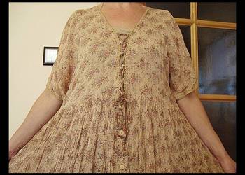 Łososiowa MAXI sukienka indyjska, żorżetowa na Lato r.XL na sprzedaż  Konin