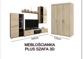 meblościanka SL plus szafa trzydrzwiowa z lustrem sonoma, używany na sprzedaż  Łódź