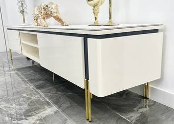 Biała komoda szafka rtv duża złota Glamour nowoczesna na sprzedaż  Nowy Sącz