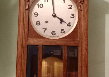 Zegar wiszący drewniany stary antyk ścienny, używany na sprzedaż  Toszek
