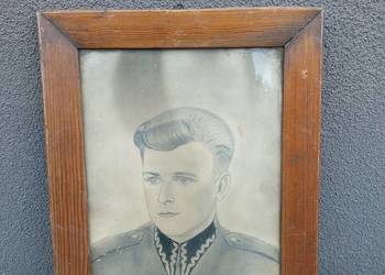 77 Stary obraz portret żołnierza Warszawa 1951r ołówek szkic sygnowany, używany na sprzedaż  Tczew