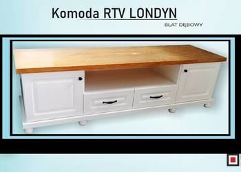 KOMODA RTV 160` LONDYN Prowansalska Biała z Blatem Dębowym Producent BEKAS, używany na sprzedaż  Wrocław