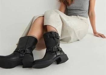 Nowe z metką buty  Reserved Premium  Botki kozaki SKÓRZANE! skóra naturalna na sprzedaż  Leszno