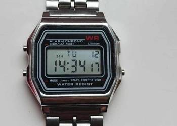 Zegarek męski srebrny cyfrowy , elektronik retro vintage na sprzedaż  Kielce