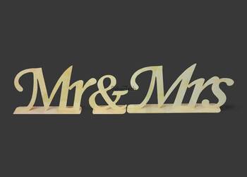 Napis na stół pary młodej :Mrs &amp; Mr / dekoracja weselna na sprzedaż  Chomranice