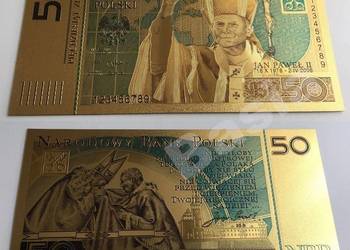 ZŁOTY BANKNOT 24 karat CERTYFIKAT Święty JAN PAWEŁ II Prezent KOMUNIA na sprzedaż  Katowice