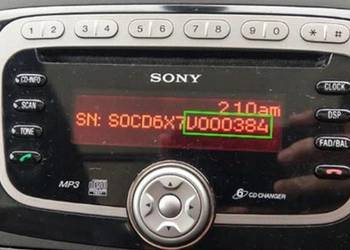 KOD PIN DO RADIA FORD FX, NX MCA, 6000 CD, 6006 CDC, SONY na sprzedaż  Aleksandrów Łódzki