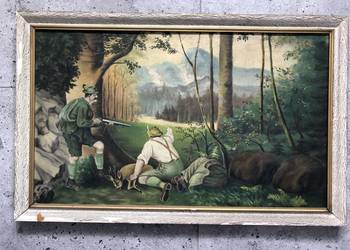 Stary antyczny obraz pejzaż polowanie na sprzedaż  Nowosiedlice
