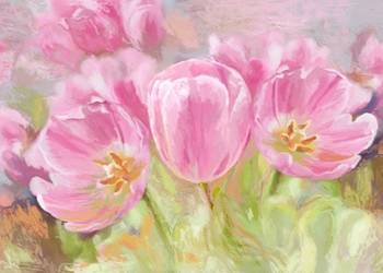Obraz na płótnie Różowe tulipany grafikiobrazy.pl, używany na sprzedaż  Ignatki