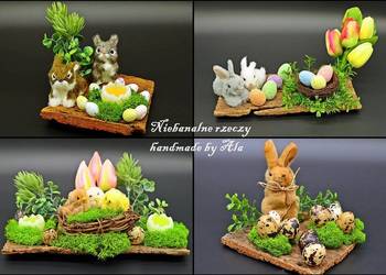 Stroiki Wielkanoc ozdoby prezent ikebana drewno jajka zając na sprzedaż  Kutno