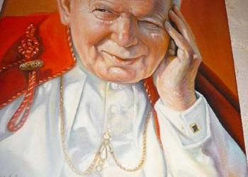 Obraz olejny  Papież  Jan Paweł II sygnowany na sprzedaż  Wrocław