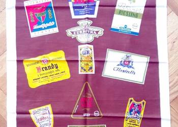 Używany, Stare chusty serwety ścierki ściereczki z etykietami alkohol na sprzedaż  Tuchola