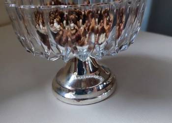 Kryształowa cukiernica na posrebrzanej nóżce vintage na sprzedaż  Myślibórz