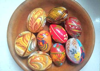 Używany, Pisanki drewniane PRL Wielkanoc malowane jajka na sprzedaż  Gdańsk