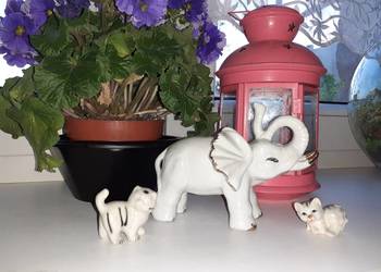 Porcelanowe figurki słoń i kotek. Jeden gratis, używany na sprzedaż  Sosnowiec
