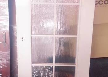 Drzwi pokojowe białe 80 prawe z szybą ornamentową na sprzedaż  Poddębice