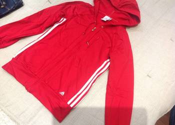 Używany, Bluza Czerwona z Kapturem damska  Adidas r / S trzy paski na sprzedaż  Nowa Sól
