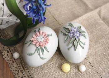 Jajko pisanka kwiaty relief porcelana Ćmielów vintage, używany na sprzedaż  Lublin
